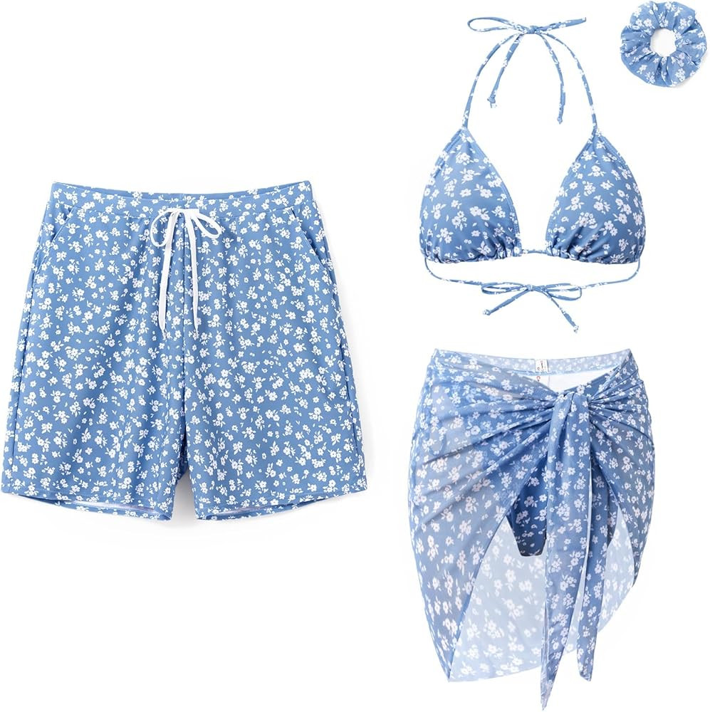 PATPAT Matching Swimsuits for Couples - Spaghetti Strap Bikini Set or Swim Trunks Bathing Suits H... | Amazon (US)