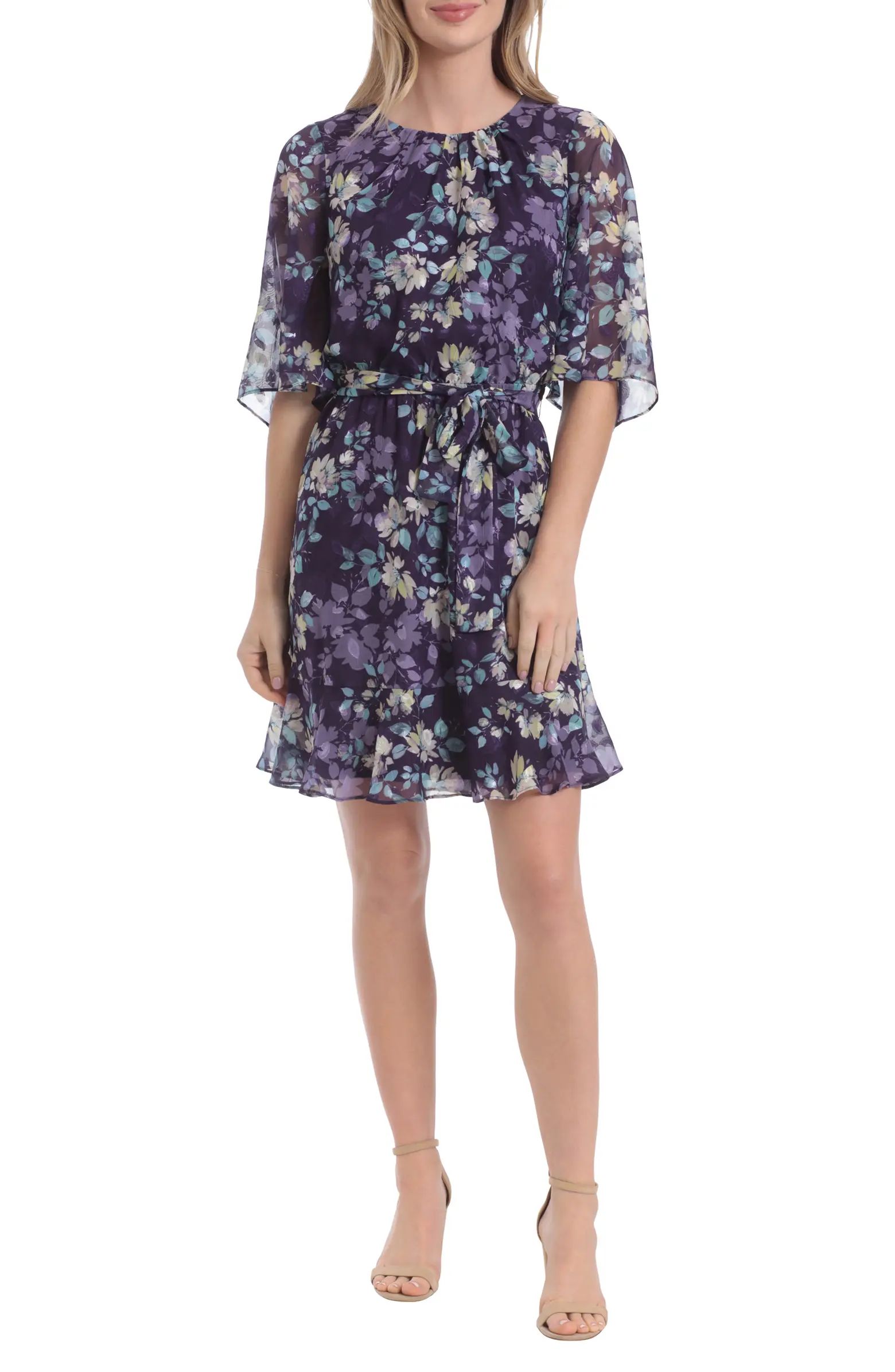 Floral Flounce Sleeve Dress | Nordstrom Rack