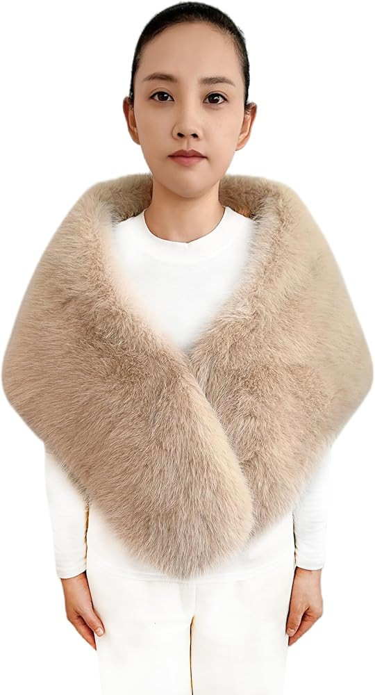 Lina & Lily Women's Winter Wedding Party Evening Shawl Wrap Stole Long Pile Faux Fur | Amazon (UK)
