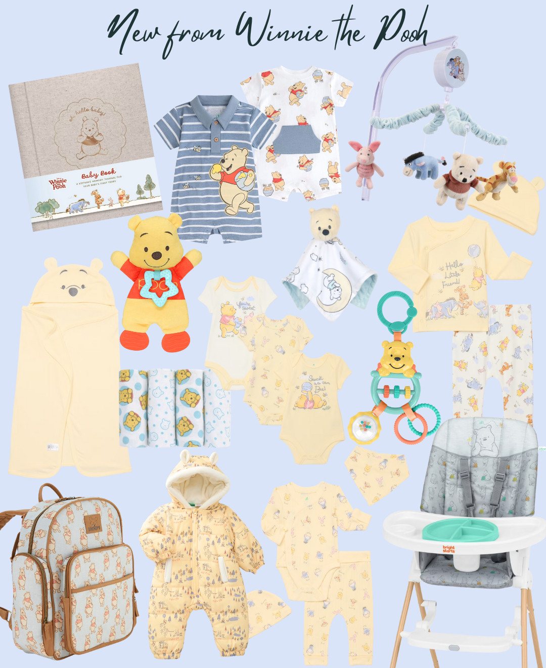 Winnie the Pooh baby items at affordable prices! 
baby bibs, baby onsies, baby outfits, baby highchair, baby pooh book, baby aesthetic gifts, baby shower gift ideas, baby gifts, new mom, pooh diaper bag
#walmart 

 #LTKBaby #LTKBump #LTKKids