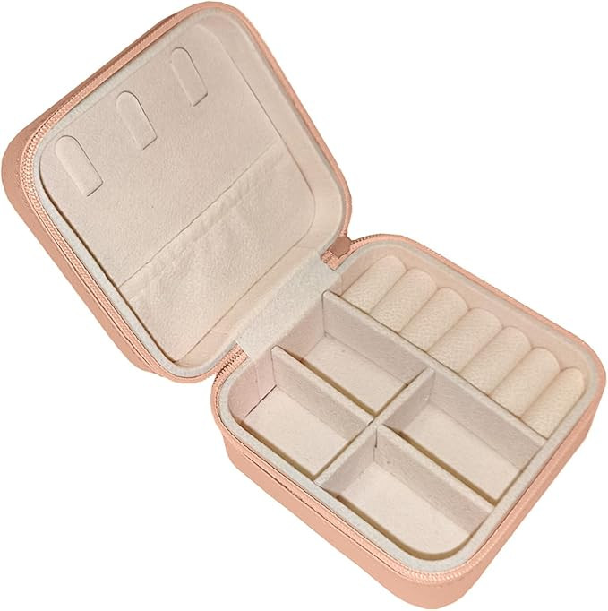 Small Travel Jewelry Box, Portable Mini Jewelry Leather Box Jewelry Ring Organizer Case Storage H... | Amazon (US)