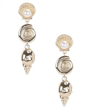 x Shea Leigh Mills Mermaid Shell Novelty Statement Linear Earrings | Dillard's