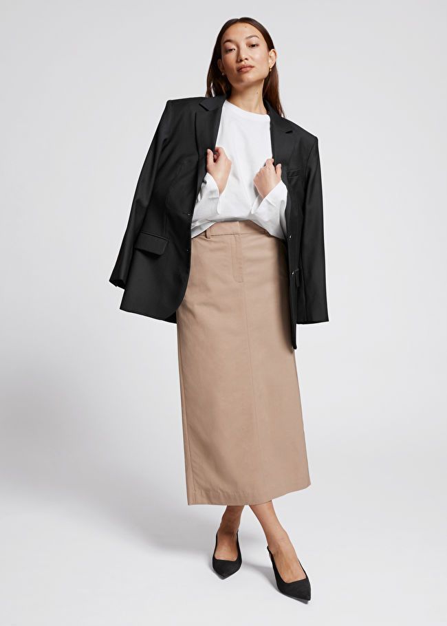 '90s Style Midi Skirt | Beige Skirt Skirts | Work Wear Style | Business Casual Outfits | & Other Stories US
