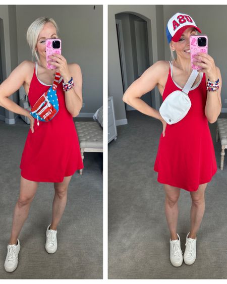 Outfit inspo for the 4th of July! Love this cute little athletic dress for pool day or a boat day! It’s functional for everyday too. I wear these everyday! Wearing a size medium 

#LTKStyleTip #LTKFindsUnder50 #LTKActive