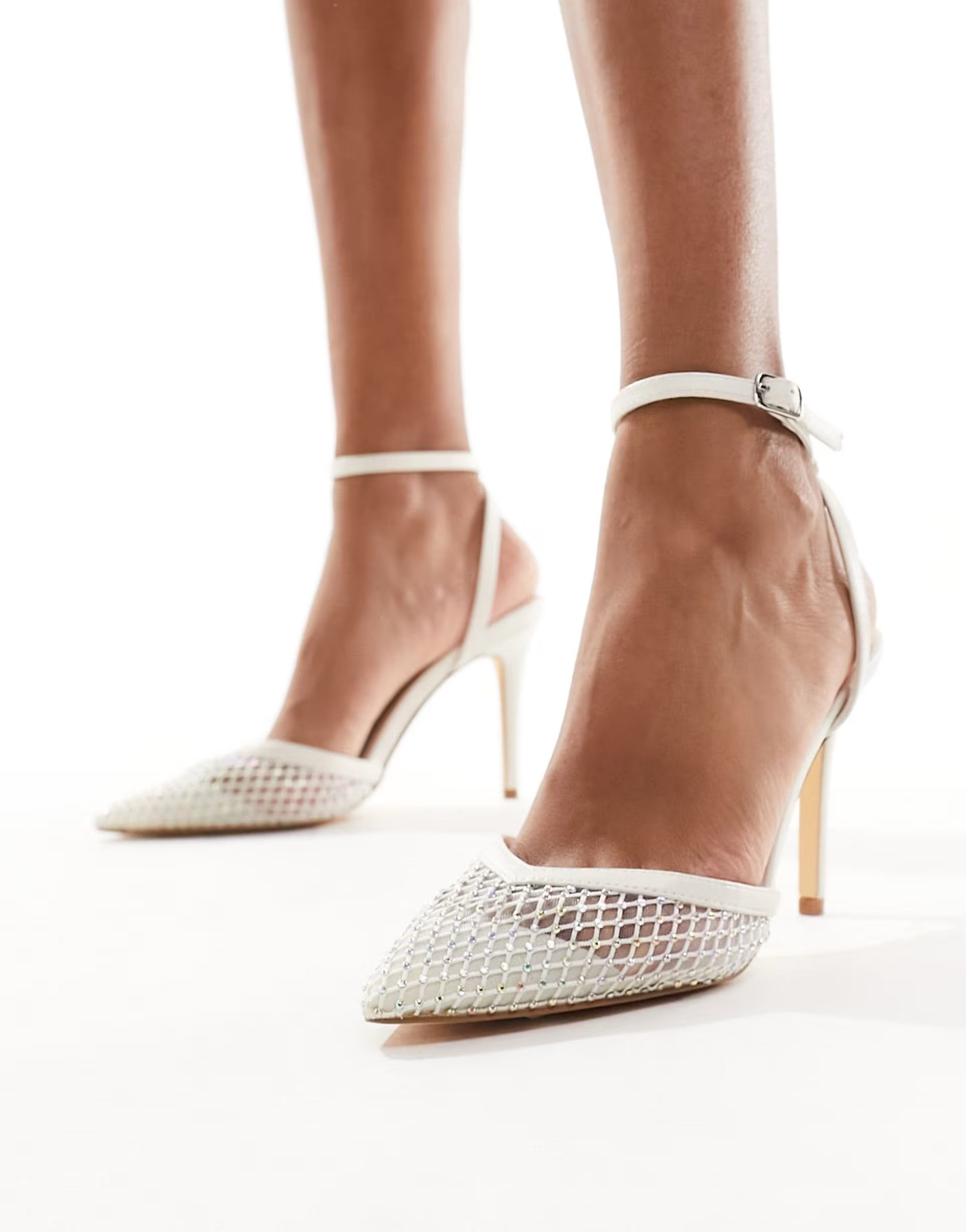 Ever New diamante pointed mesh heel in ivory | ASOS (Global)