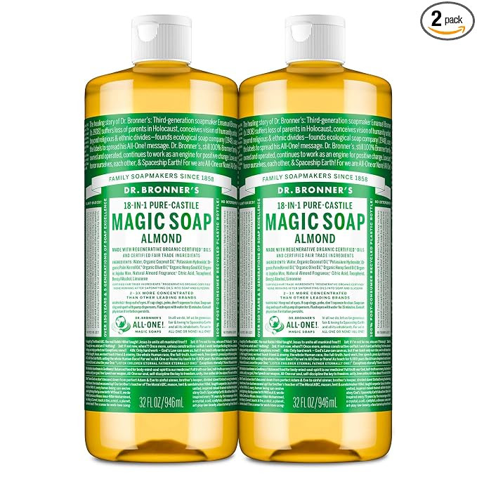 Dr. Bronner's Pure-Castile Magic Liquid Soap (Almond, 32 Ounce, 2-Pack)- Made with Regenerative O... | Amazon (US)