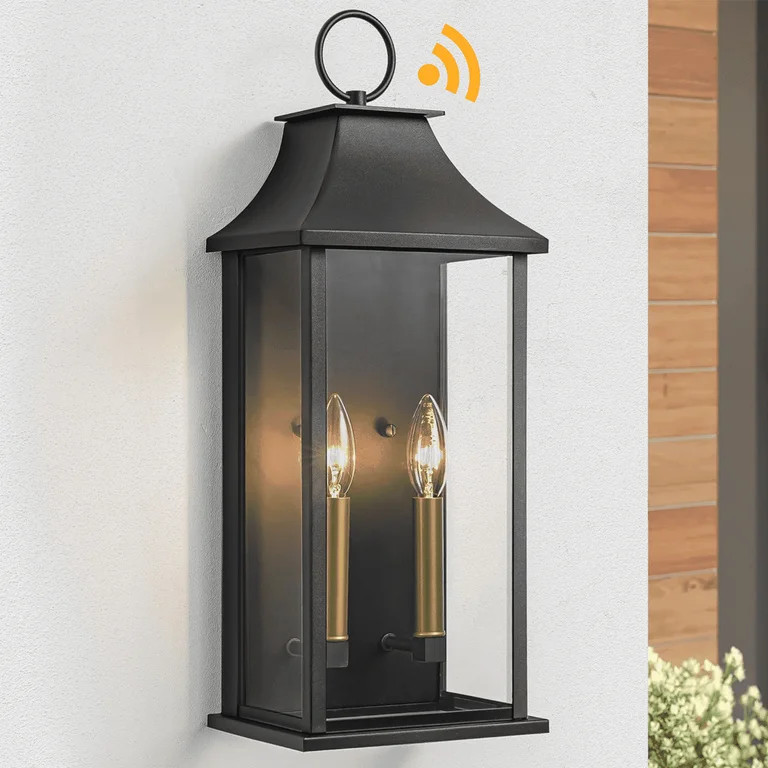 Lawyettle Dusk to Dawn Outdoor Wall Light Fixtures, 20.6" Large 2-Light Black Waterproof Wall Sco... | Walmart (US)