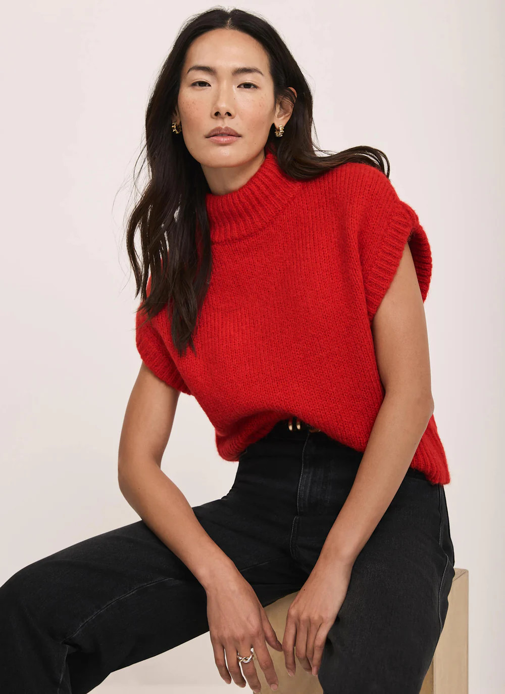 Red Wool Blend Knit Top | Mint Velvet