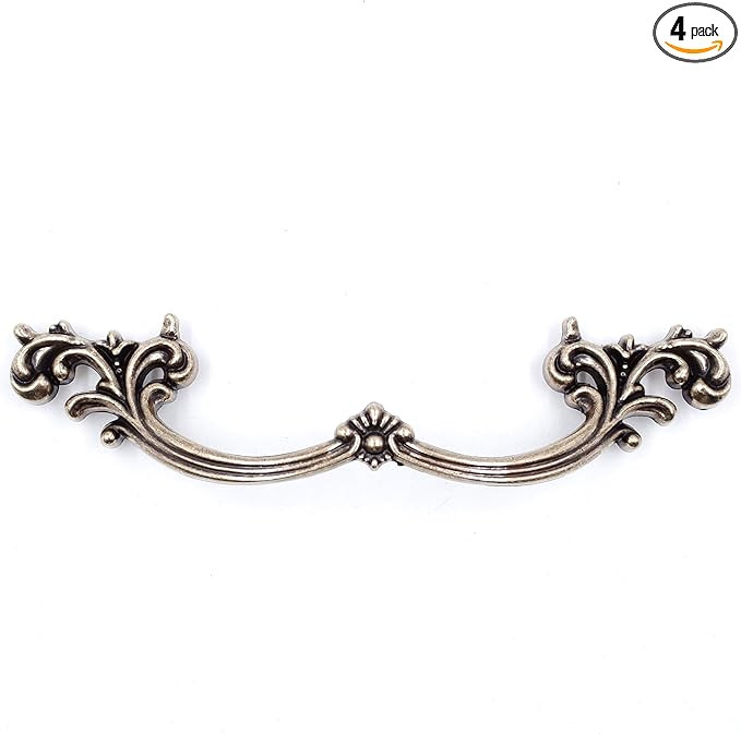 Jetland French Provincial Drawer Pulls - 4-Pack, Antique Brass, 4" Hole Centers, Vintage Shabby C... | Amazon (US)