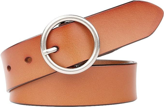 WERFORU Women Casual Dress Belt Fashion Leather Belt with O Ring Buckle for Jeans Pants | Amazon (US)