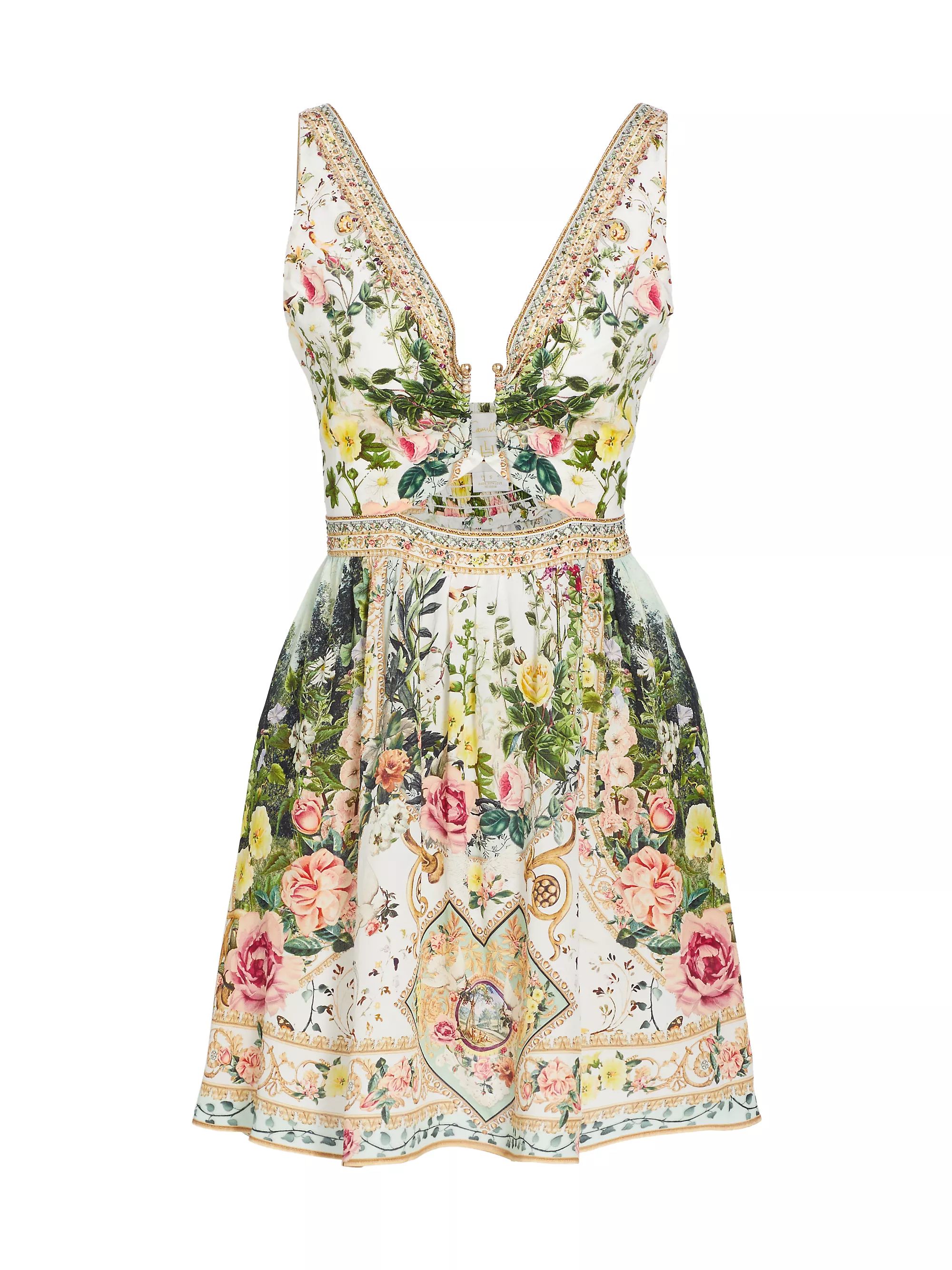 Floral V-Neck Cutout Minidress | Saks Fifth Avenue