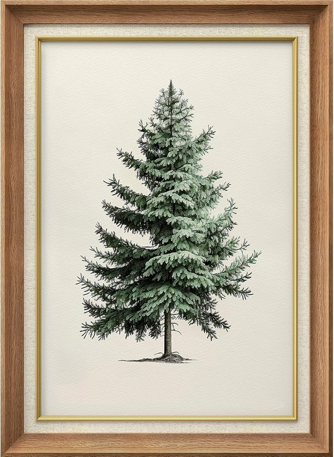 MUDECOR Premium Framed Wall Art Evergreen Pine Tree Minimalist Botanical Illustrations Impression... | Amazon (US)
