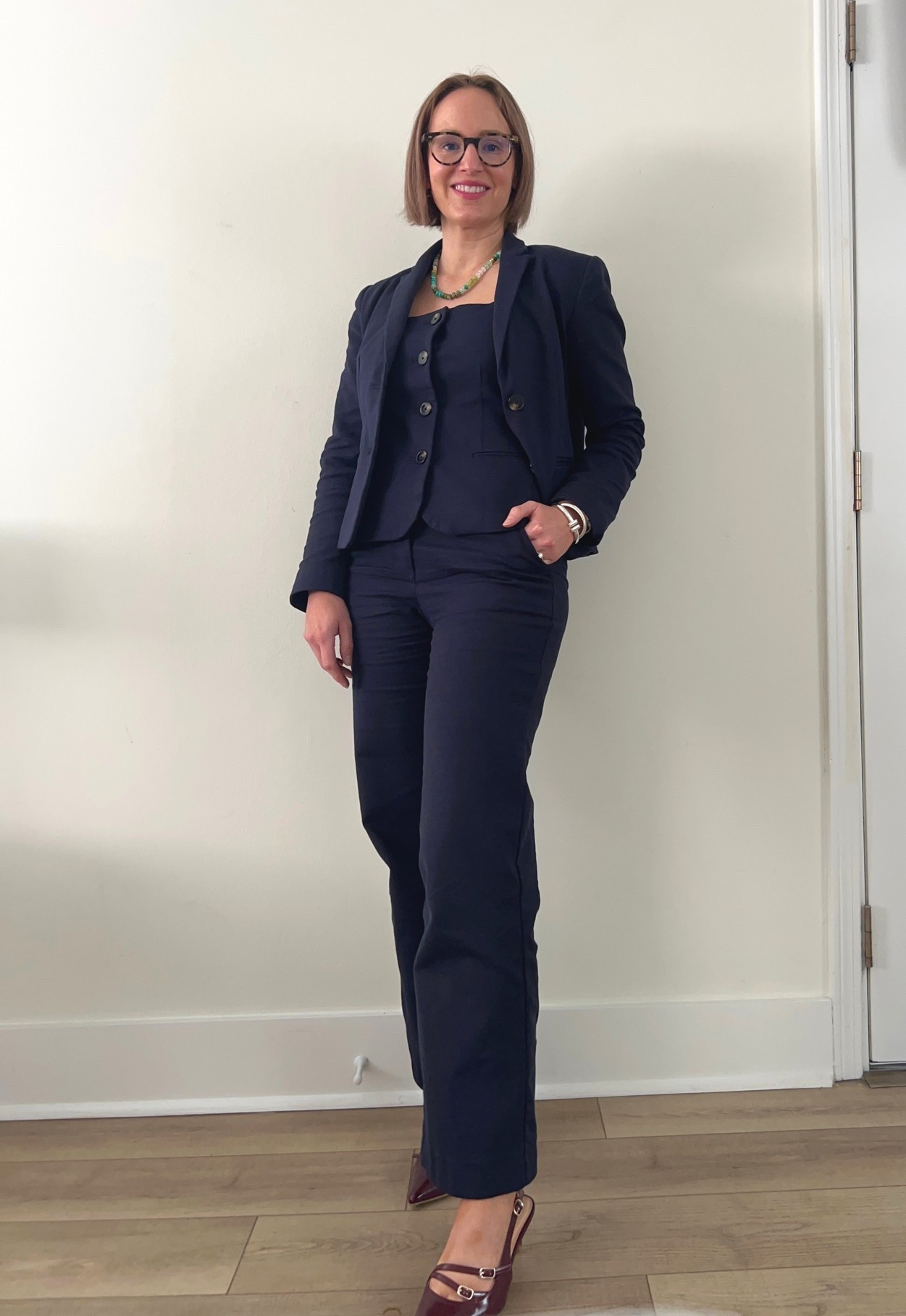 #ootd for a conservative business formal workplace 💕 I am still struggling with learning how to dress to fit a corporate image without losing the sense of femininity or looking frumpy. As a petite, at 5’3, the layers always look so bulky on me. I am also conscientious about using more natural fibers instead of polyester which is important when living in hot climates. #Corporatewear #corporatefashion #businessformal @anntaylor #anntaylor

#LTKootd #LTKPetite #LTKWorkwear