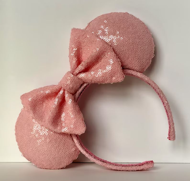 Millennial Pink Sequin Mouse Ears. Bubblegum Baby Pink Sequin Mouse Ears. Custom Handmade Mouse E... | Etsy (US)