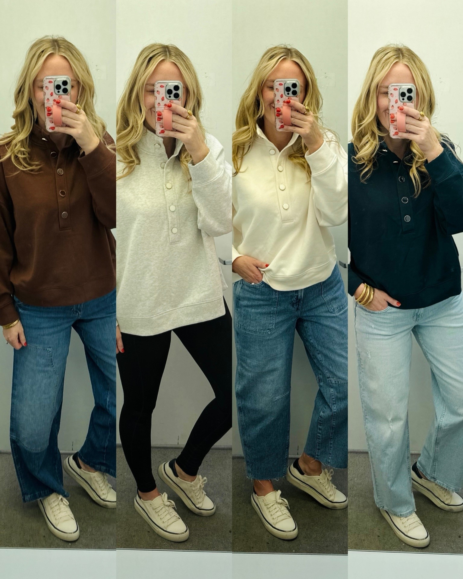Free People–inspired Henley pullover, new at Walmart 🤍
This one looks so elevated and feels incredibly soft, but it’s under $20. I love the relaxed, slightly boxy fit and the structured collar—it gives that effortless, polished casual vibe.

I’m wearing a size medium in the pullover in most clips.
When I paired it with the black leggings, I’m wearing a size XXL in the pullover for a more oversized, cozy fit. It also comes in tons of colors online.

Such an easy everyday piece to throw on with leggings or denim. Affordable, cozy, and looks way more expensive than it is.

#WalmartFashion #WalmartFinds #AffordableStyle #LookForLess #BudgetFriendlyFashion #EverydayOutfits #CasualChic #CozyStyle #MomStyle #NeutralStyle #WalmartNewArrivals #HenleyPullover

#LTKmomlife #LTKSaleAlert #LTKFindsUnder50