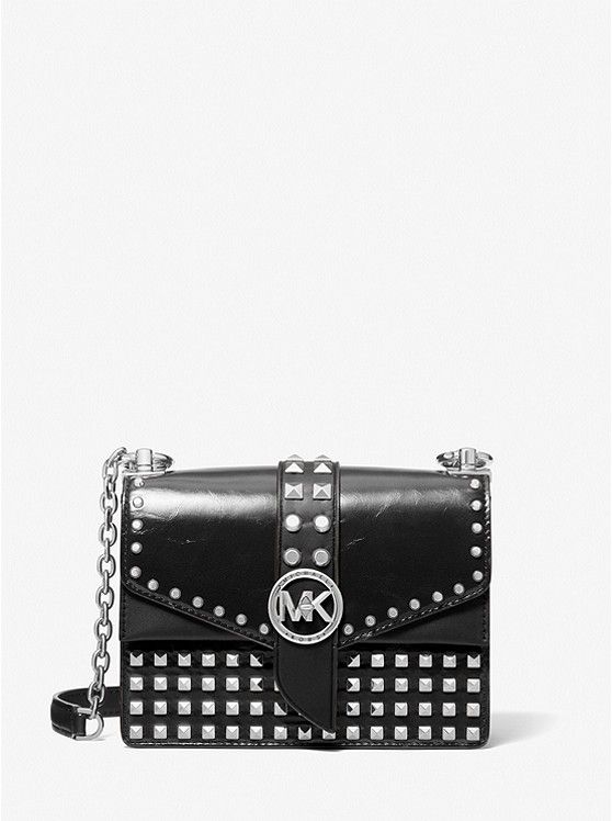 Greenwich Small Studded Crinkled Leather Crossbody Bag | Michael Kors US