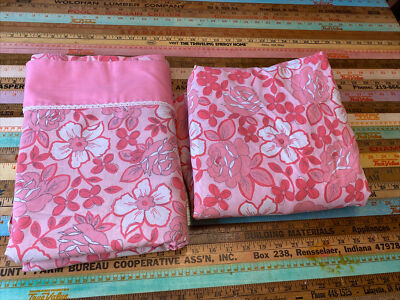 Vintage Dan River  Mod Boho Pink Floral Twin Size Flat & Fitted Sheet SET 70s | eBay US