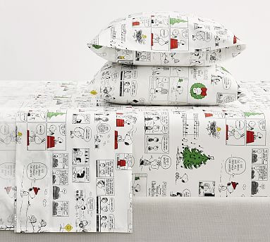Peanuts™ Holiday Percale Sheet Set | Pottery Barn (US)