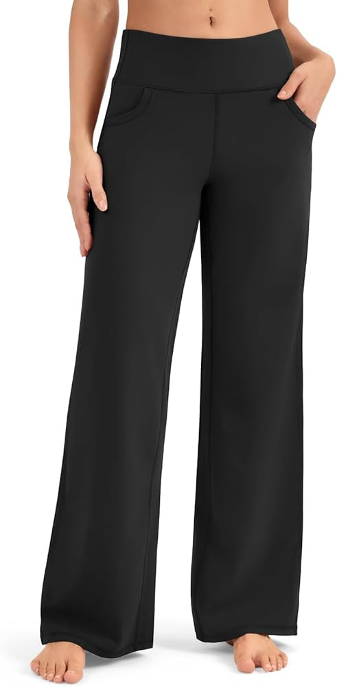Yoga Pants Women Wide Leg Pants Woman with Pockets High Waist Stretch Dress Casual Sweatpants Pet... | Amazon (US)