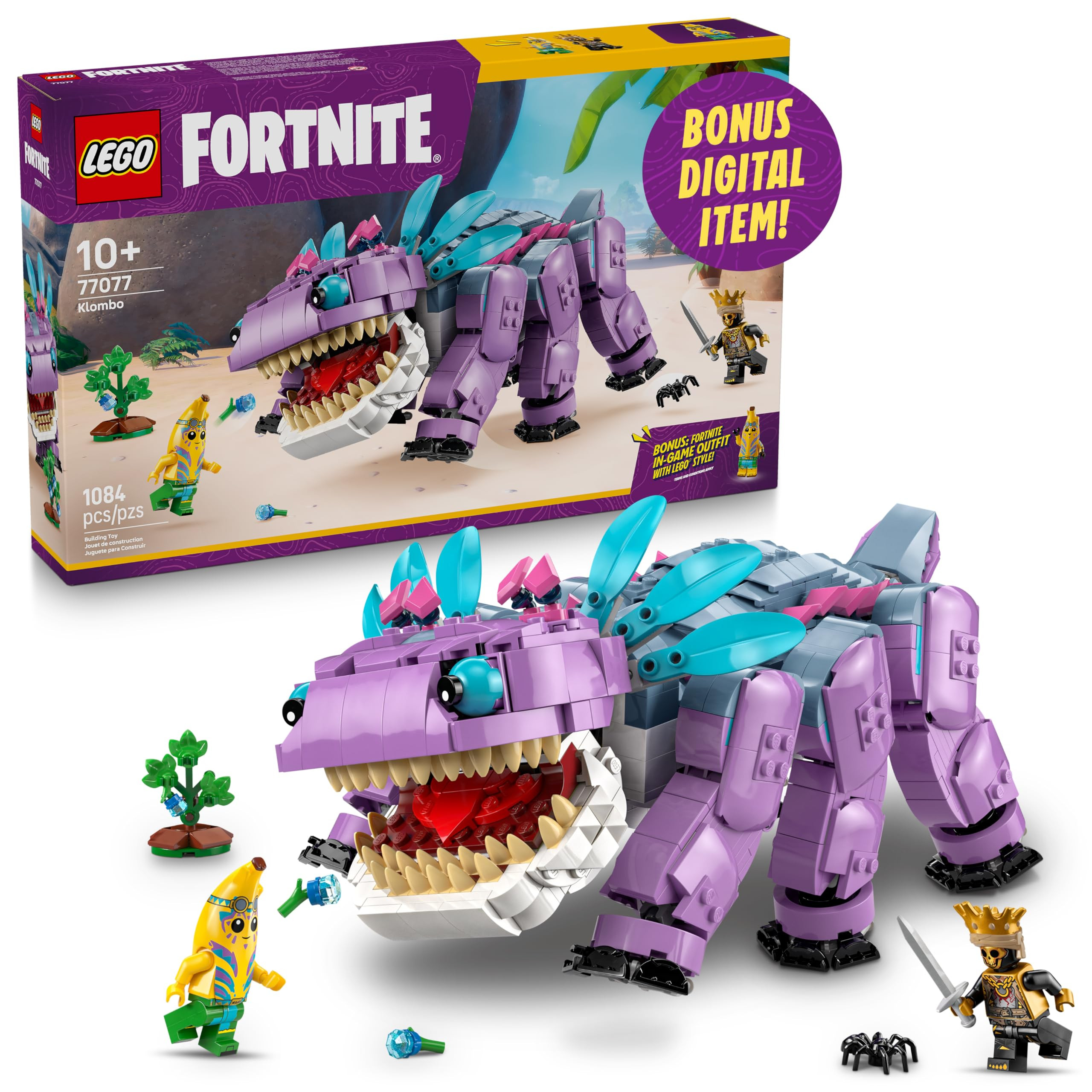 LEGO Fortnite Klombo Kids Toy - Fortnite Action Figure with Peely and Oro Minifigures - Pretend P... | Amazon (US)