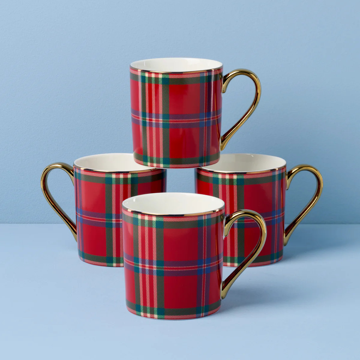 Holiday Red Tartan Mugs, Set of 4 | Lenox