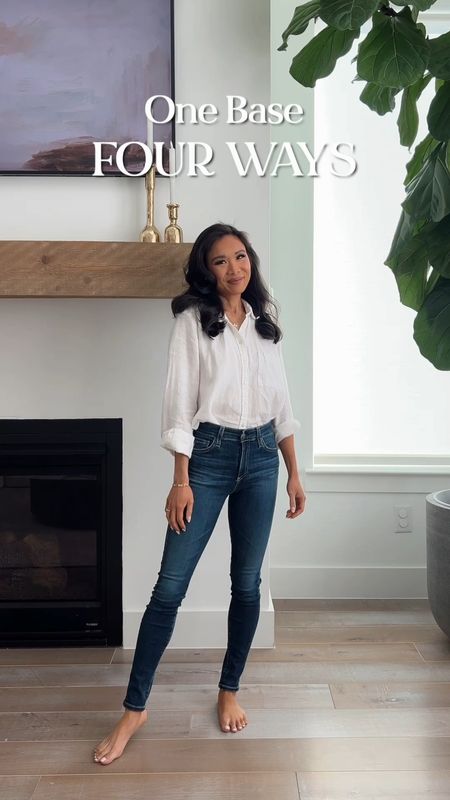 Layering a linen button down and skinny jeans for spring! Including a trench coat, flats, cardigan, sneakers and blazers 

#LTKstyletip #LTKSeasonal