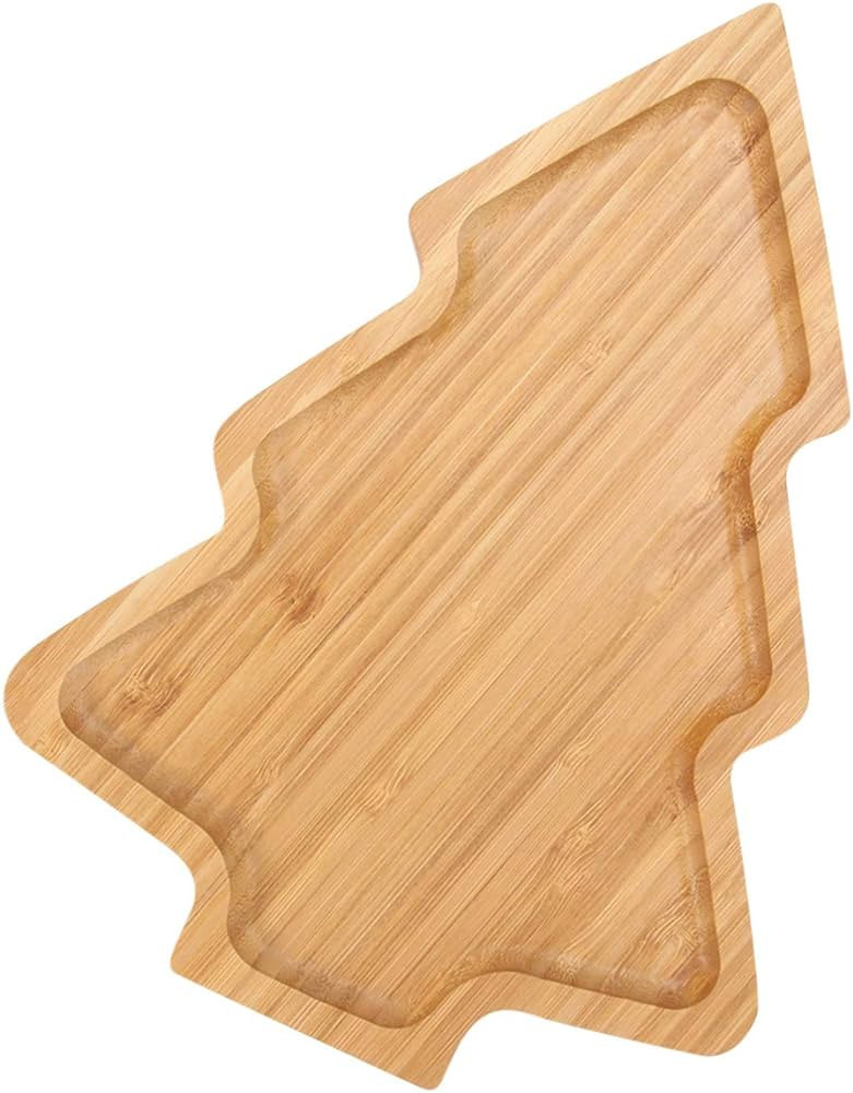 Vaguelly Cutlery Platter 1Pc Christmas Tree Shaped Plate Bamboo Tray Holiday Appetizer Tray Sushi... | Amazon (US)