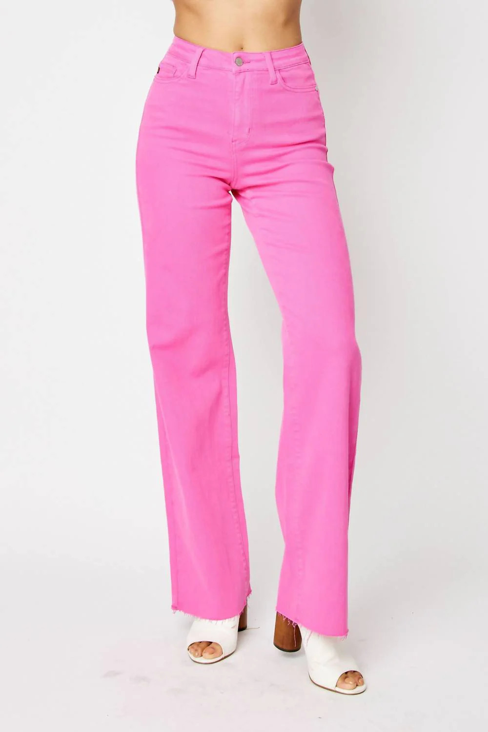 High Rise Straight Leg Jeans In Hot Pink | Shop Simon