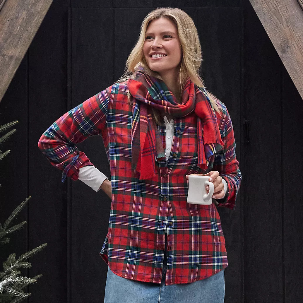 Flannel Boyfriend Long Sleeve Shirt | Lands' End (US)