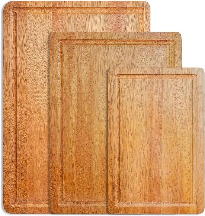 Acacia Wooden Cutting Board (Set of 3) for Kitchen Extra Large Chopping Board for Meat Bread Vege... | Amazon (US)