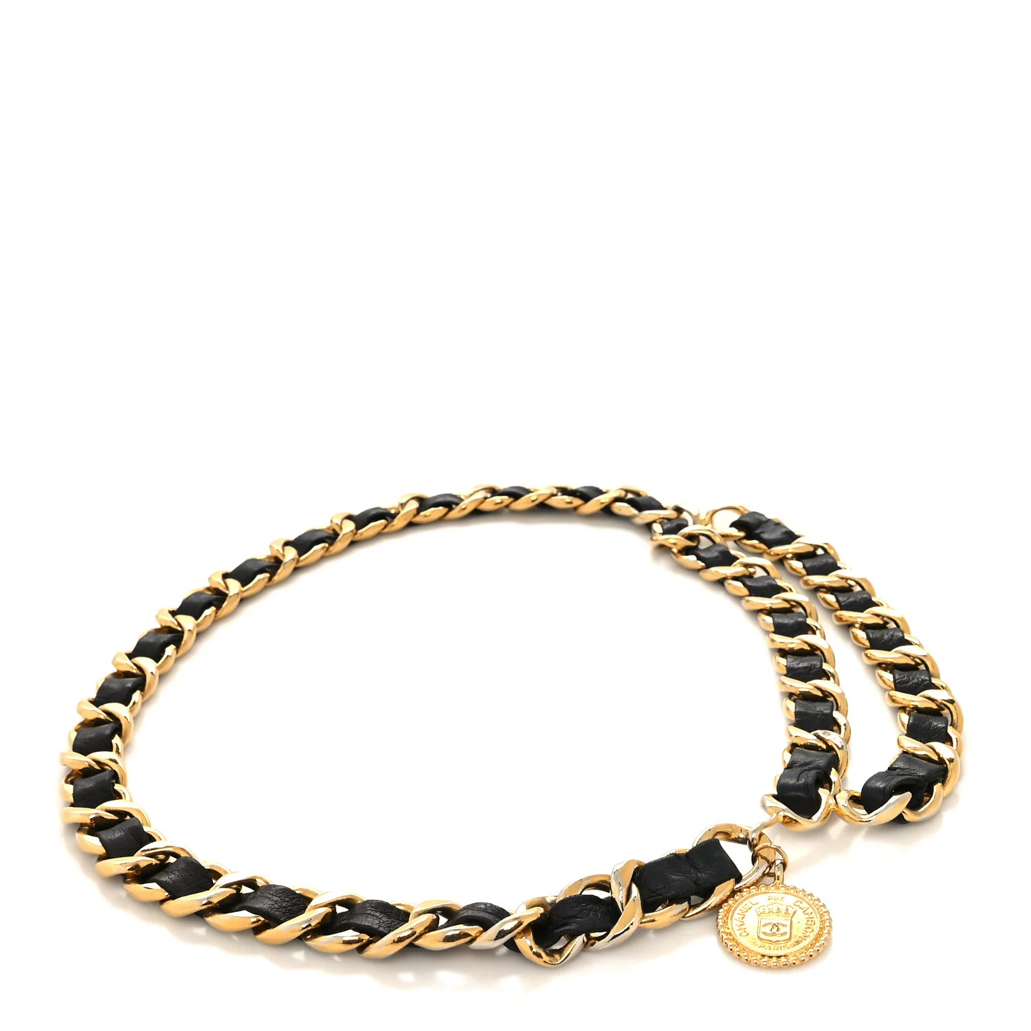 Lambskin Chain CC Medallion Belt Black Gold | FASHIONPHILE (US)