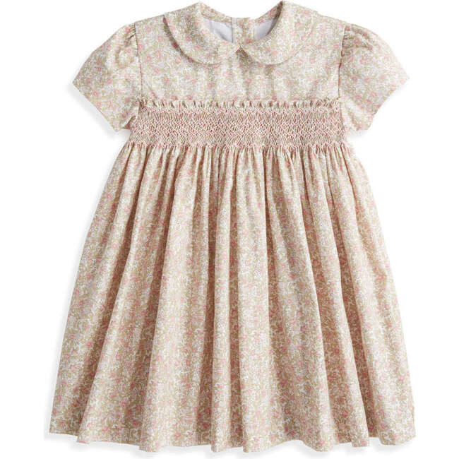 Short Sleeve Smocked Dress, Pink Camelia | Maisonette