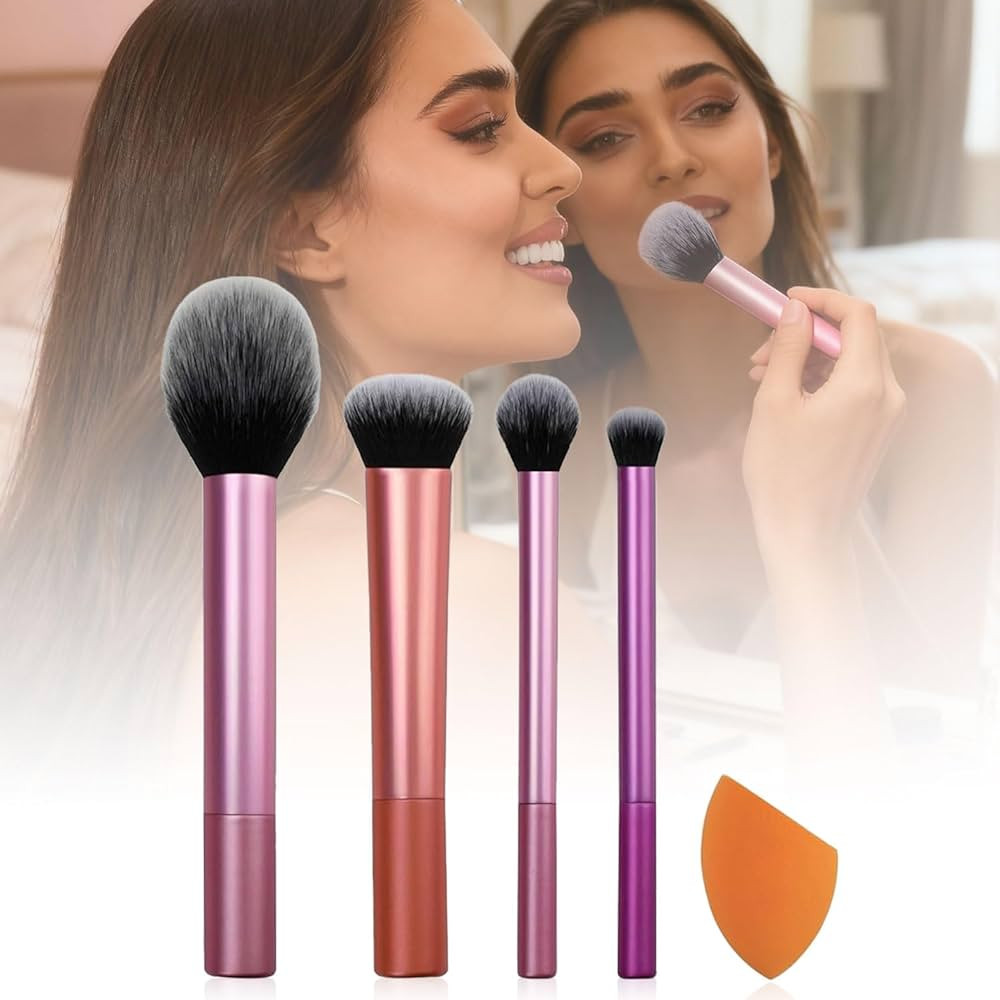 Amazon.com: 5 Piece Everyday Essentials Makeup Brush Set,Includes 4 Brushes(Face Brush,Blush Brus... | Amazon (US)