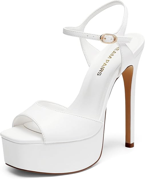 DREAM PAIRS Women's High Platform Heels 5.75'' Stilettos Open Square Toe Heeled Sandals Ankle Str... | Amazon (US)