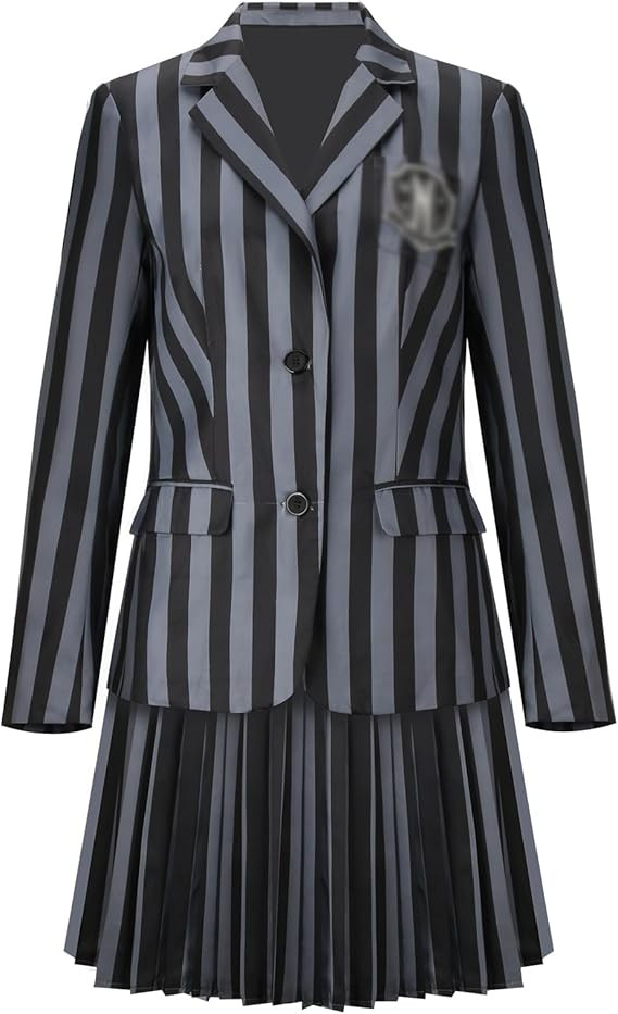 Women Costume Girls School Uniform Pleated Skirt Adult Stripes Suits Sets Halloween Party Outfits | Amazon (US)