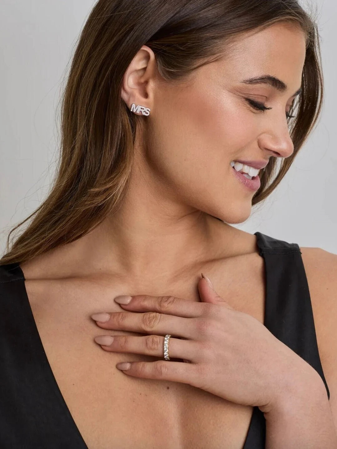 White Gold Mrs Earrings, Personalised Mrs Letter Earrings, Wedding Jewellery, Bridal Jewellery, J... | Etsy (US)