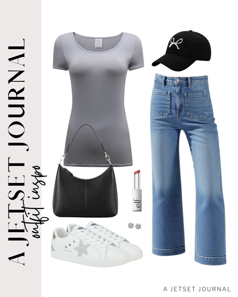 Our next outfit combination is a light gray tee and jeans from Tankaneo paired with VINTAGE HAVANA fashion sneakers. You can use a Keyli small shoulder handbag and a baseball cap to style this fit. Complete the look with e.l.f. Glow Reviver Lip Oil Stick.

#LTKSeasonal #LTKSaleAlert #LTKTravel
 

 
