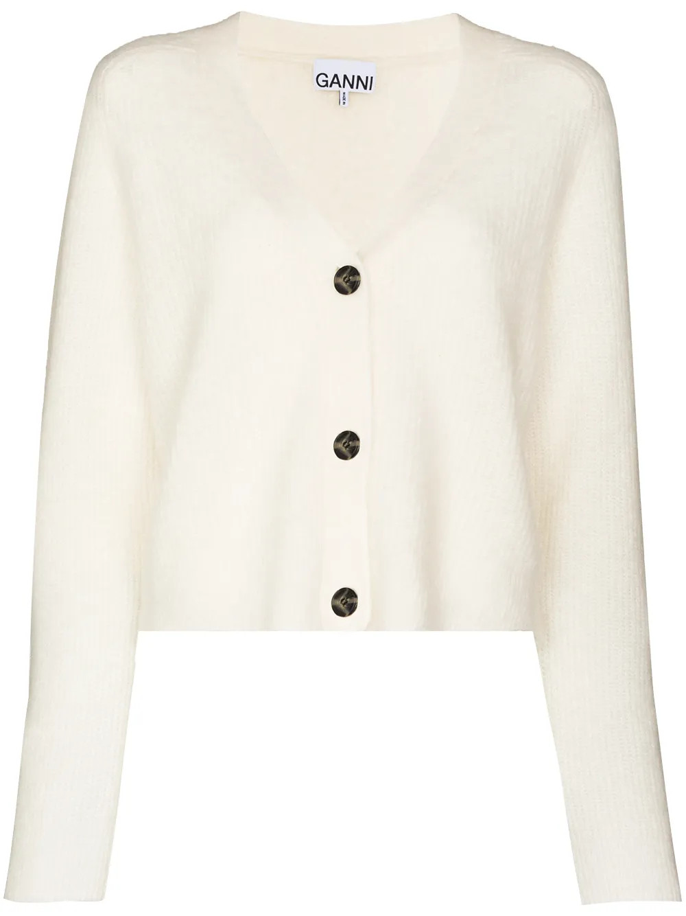 GANNI V-neck Ribbed Cardigan - Farfetch | Farfetch Global