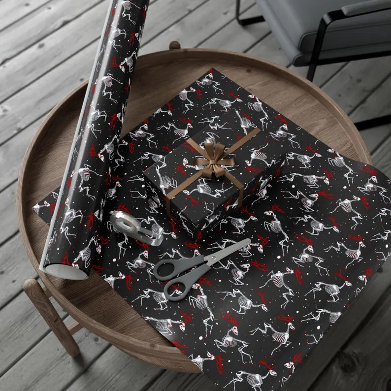 Gothic Reindeer Wrapping Paper Roll | Skeleton Creepy Gifts | - Etsy | Etsy (US)