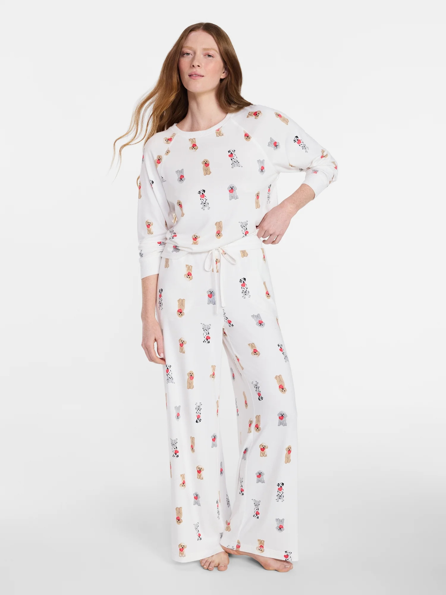 Joyspun Women's Cozy Lounge Collection Hacci Long Sleeve Top and Pants Pajama Set, 2-Piece, Sizes... | Walmart (US)