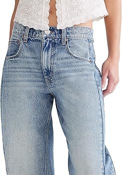 AEROPOSTALE Womens Mid-Rise Barrel Leg Jean | Amazon (US)
