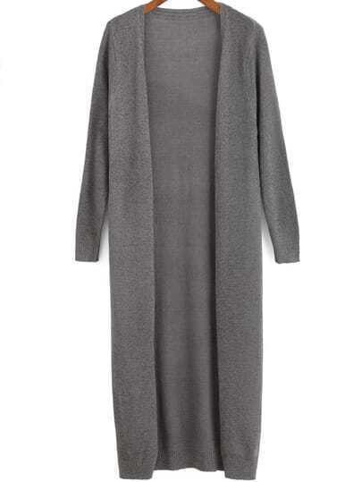 Grey Long Sleeve Loose Knit Cardigan | SHEIN