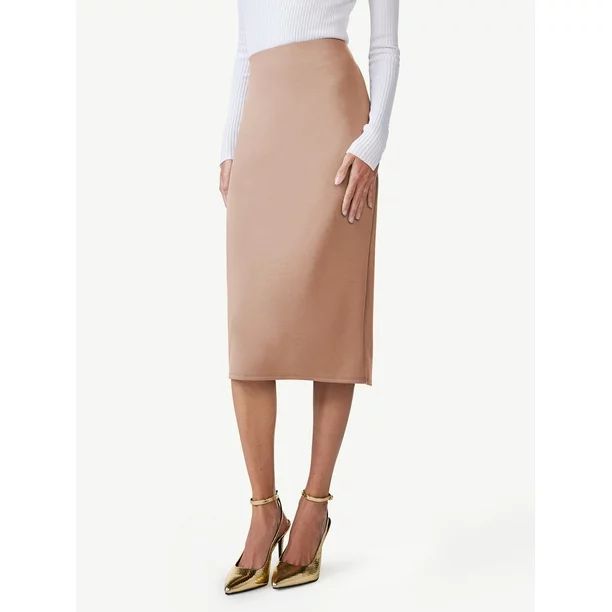 Scoop Women's Scuba Knit Midi Pencil Skirt, Sizes XS-XXL - Walmart.com | Walmart (US)