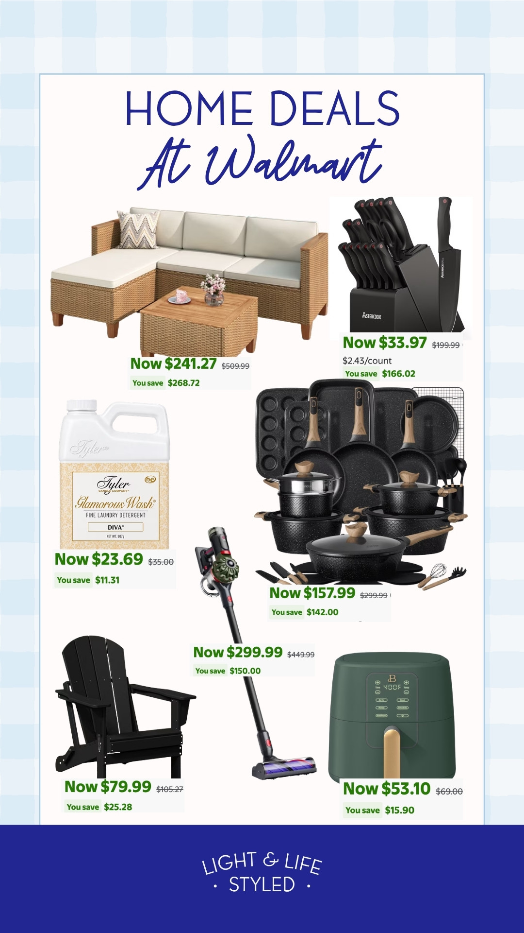 Kitchen upgrades and everyday essentials are included in the Walmart sale!!! 🏡 Shop cookware sets, an air fryer, a cordless vacuum, laundry detergent, and outdoor furniture.

home, kitchen, walmart deals, walmart sale 

 #LTKSeasonal #LTKHome #LTKSaleAlert