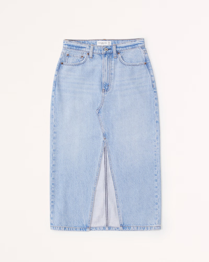 Denim Midi Skirt | Abercrombie & Fitch (US)