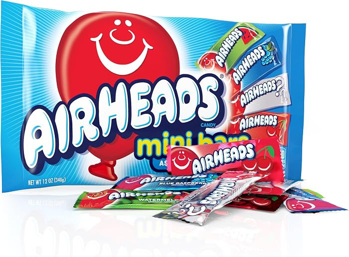 Airheads Candy Mini Bars, Assorted Flavors, Individually Wrapped Bars, Non Melting, Party, 12oz B... | Amazon (US)