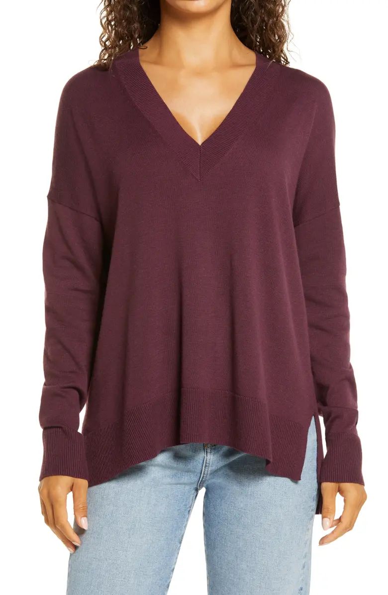 Oversize V-Neck High/Low Sweater | Nordstrom