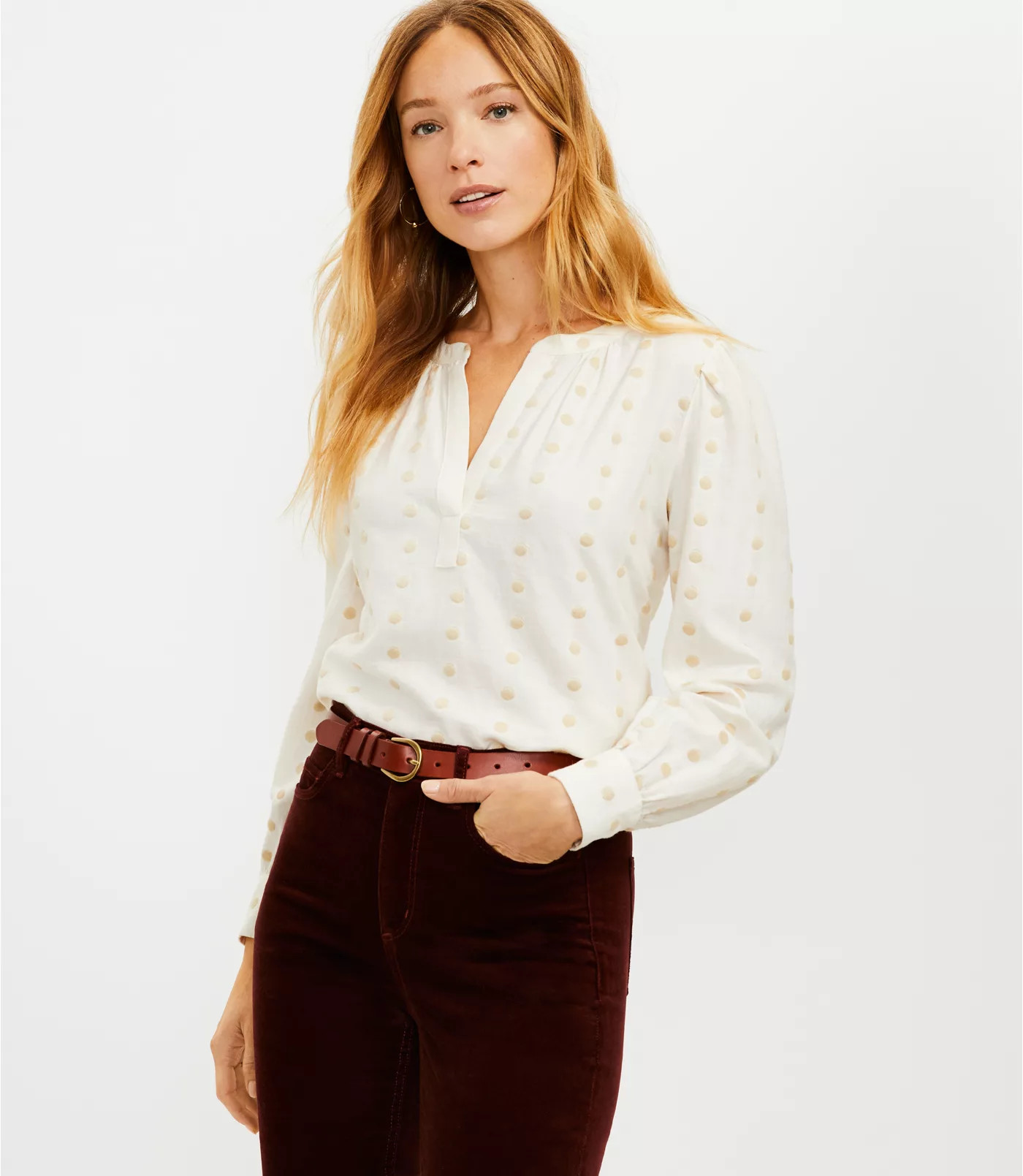 Clip Henley Blouse | LOFT