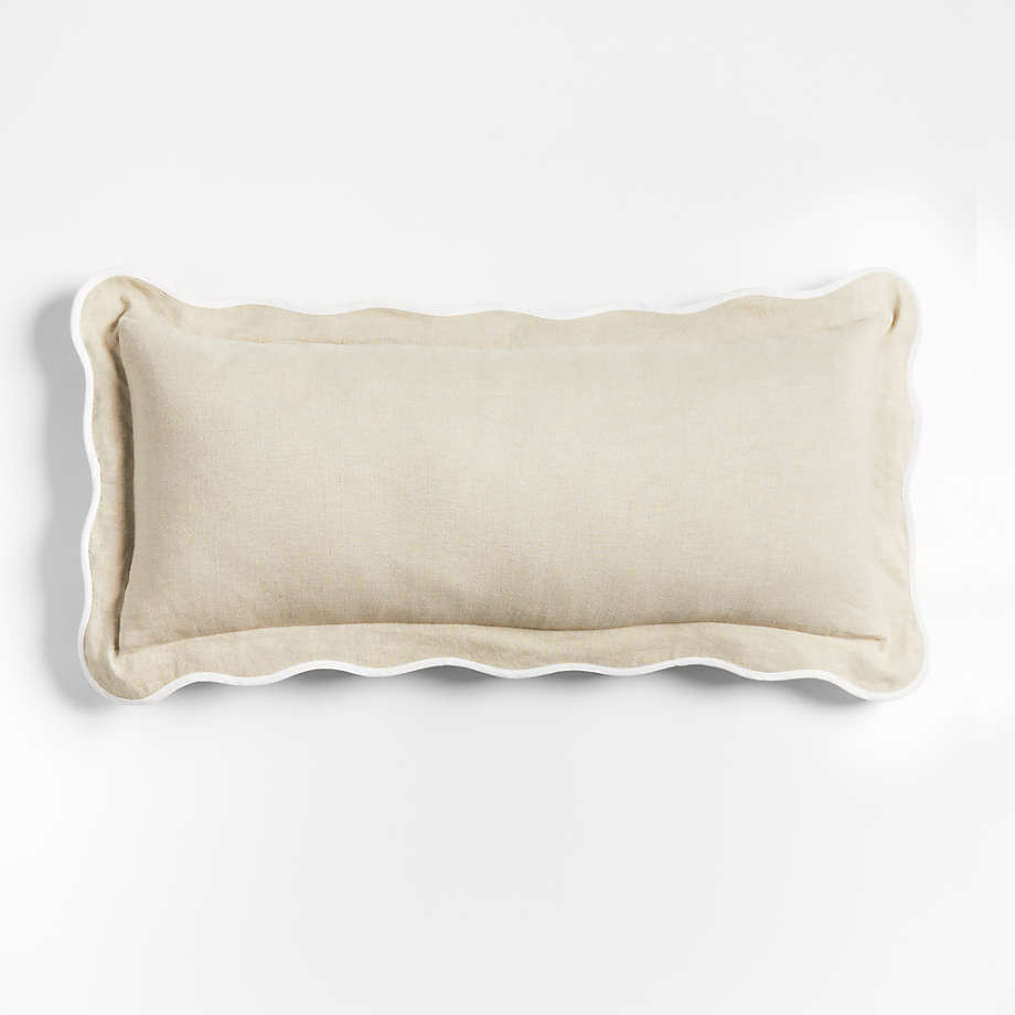 Amalfi Cotton Linen Scallop Edge 36"x16" Ink Black Throw Pillow Cover + Reviews | Crate & Barrel | Crate & Barrel