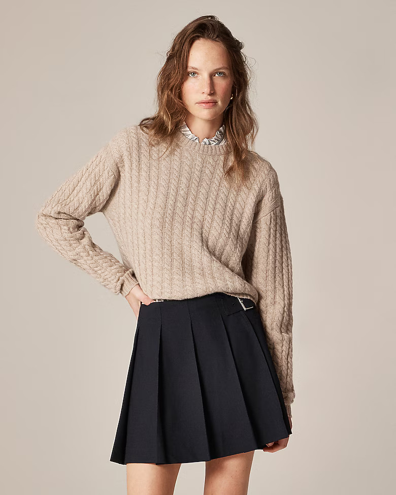 Perfect cashmere cable-knit crewneck sweater | J. Crew US